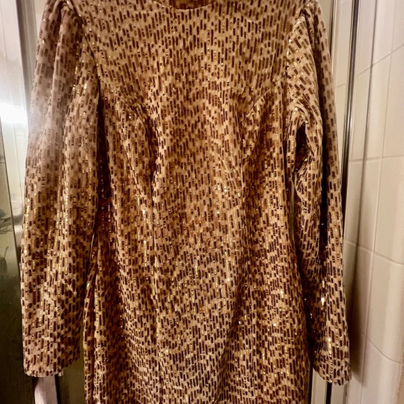 Blue Rain gold sequined, long sleeve dress - Picture 8 of 8